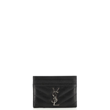 Saint Laurent Classic Monogram Card Holder Matelasse Chevron Leather