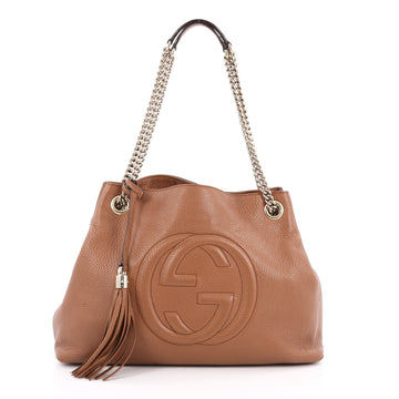 Gucci Soho Shoulder Bag Chain Strap Leather Medium Brown 1801701