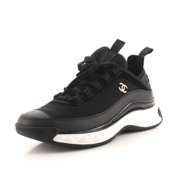 Chanel Women's CC Cap Toe Logo Sneakers Leather and Mixed Fibers