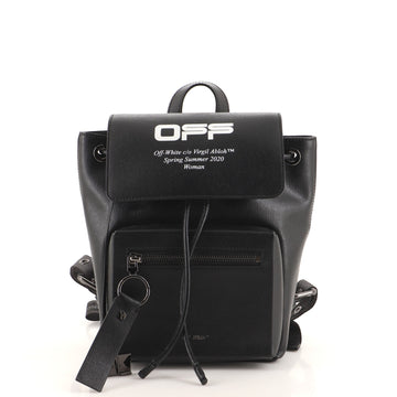 Off White Binder Flap Backpack Printed Leather Small