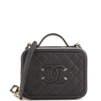 Chanel Filigree Vanity Case Quilted Caviar Medium