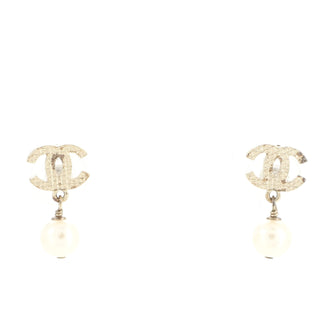 Chanel CC Drop Earrings Metal with Faux Pearls