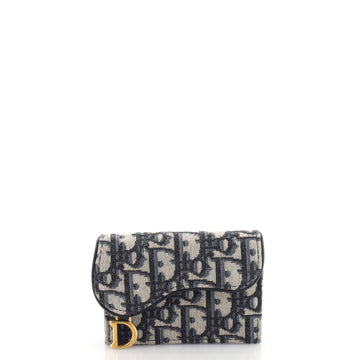 Christian Dior Saddle Card Case Oblique Canvas