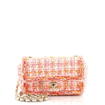 Chanel Classic Single Flap Bag Braided Quilted Tweed with Sequins Mini