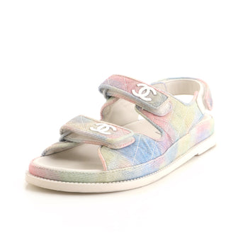 Chanel Women's Velcro Dad Sandals Quilted Multicolor Canvas
