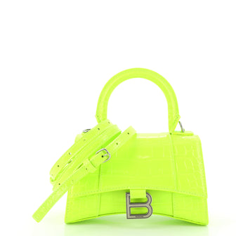 Balenciaga Hourglass Top Handle Bag Crocodile Embossed Leather XS