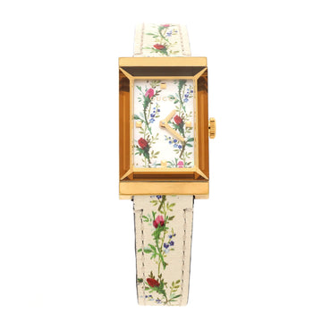 Gucci G-Frame Floral Quartz Watch Stainless Steel and Leather with Mother of Pearl 21