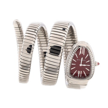 Bvlgari Serpenti Tubogas Double Spiral Quartz Watch Stainless Steel with Diamond Bezel 23