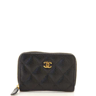 Chanel CC Zip Coin Purse Quilted Caviar Small