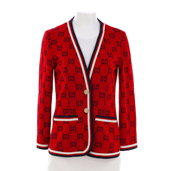 Gucci Women's V-Neck Button Cardigan GG Cotton and Viscose Blend