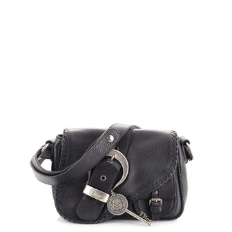 Christian Dior Vintage Gaucho Double Saddle Shoulder Bag Whipstitch Leather Small