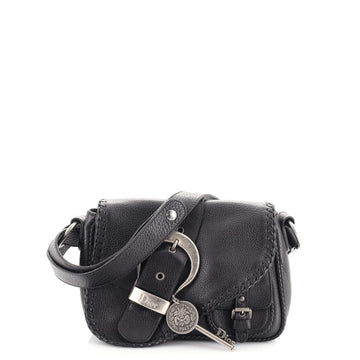 Christian Dior Vintage Gaucho Double Saddle Shoulder Bag Whipstitch Leather Small
