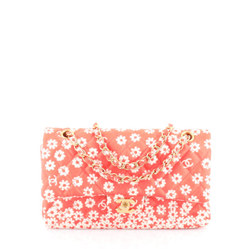 Chanel Classic Double Flap Bag Quilted Printed Satin Medium
