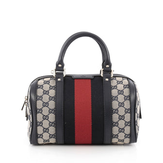 Gucci Vintage Web Boston Bag GG Canvas Small Blue 1804401