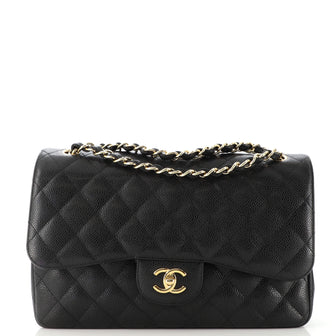 Chanel Classic Double Flap Bag Quilted Caviar Jumbo