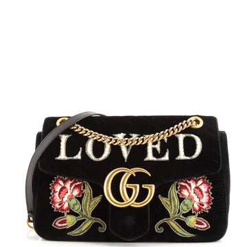 Gucci GG Marmont Flap Bag Embroidered Matelasse Velvet Medium