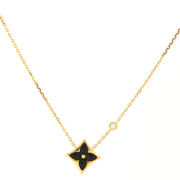 Louis Vuitton Color Blossom BB Star Pendant Necklace 18K Yellow Gold with Onyx and Diamond