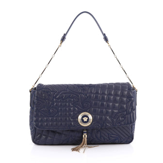 Versace Vanitas Medea Flap Bag Barocco Leather Blue 1805301