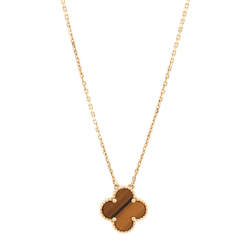 Van Cleef & Arpels Vintage Alhambra Pendant Necklace 18K Yellow Gold and Tiger Eye