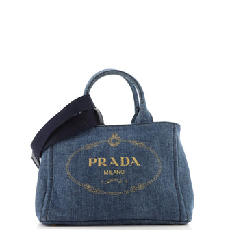 Prada Canapa Convertible Tote Denim Mini