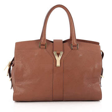 Saint Laurent Chyc Cabas Tote Leather Medium Brown