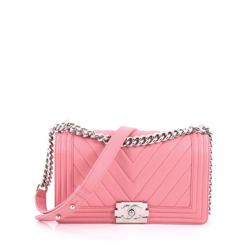 Chanel Boy Flap Bag Chevron Calfskin Old Medium Pink 1805701