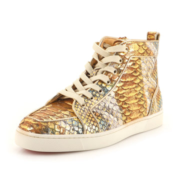 Christian Louboutin Men's Louis Flat High-Top Sneakers Python