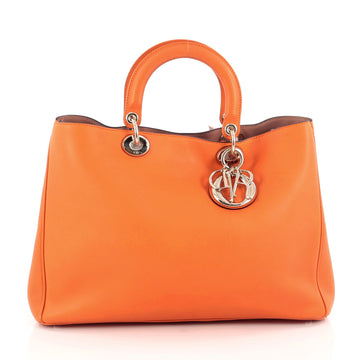 Christian Dior Diorissimo Tote Pebbled Leather Large Orange 1806002