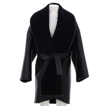 Balenciaga Women's Oversized Belted Coat Faux Leather and Faux Shearling