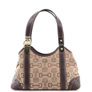 Gucci Buckle Shoulder Bag Horsebit Canvas Small