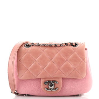 Chanel Paris-Salzburg Flap Bag Felt and Quilted Calfskin Mini Pink