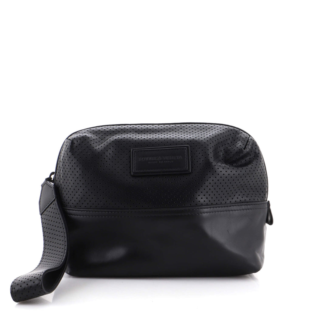 Bottega Veneta Perforated Leather Messenger Bag - Black Messenger