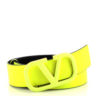 Valentino Garavani Leather Reversible Vlogo Belt - Yellow