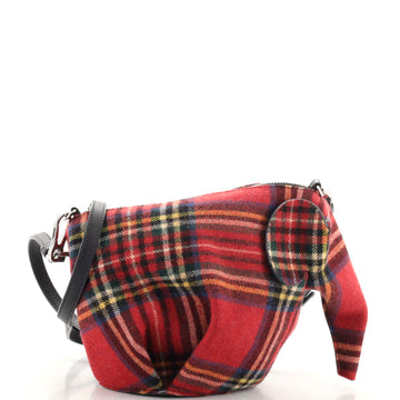 Loewe Elephant Crossbody Bag Tartan Wool and Leather Mini