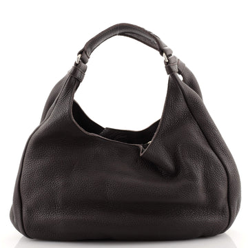 Bottega Veneta Campana Hobo Leather with Intrecciato Detail Small