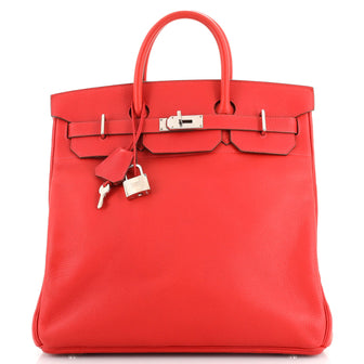 Hermes HAC Birkin Bag Red Clemence with Palladium Hardware 40