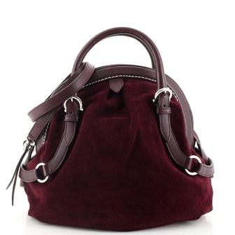 Salvatore Ferragamo Convertible Zip Around Satchel Suede with Leather Small