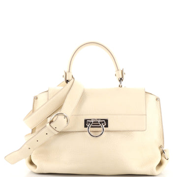 Salvatore Ferragamo Sofia Satchel Pebbled Leather Medium