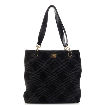 Chanel Vintage Stitched CC Tote Suede Medium