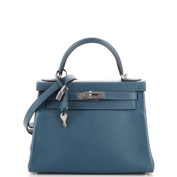 Hermes Kelly Handbag Verso Evercolor with Palladium Hardware 28