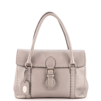 Fendi Selleria Linda Satchel Pebbled Leather Medium