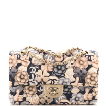Chanel Emoticon Classic Double Flap Bag Quilted Printed Canvas Medium