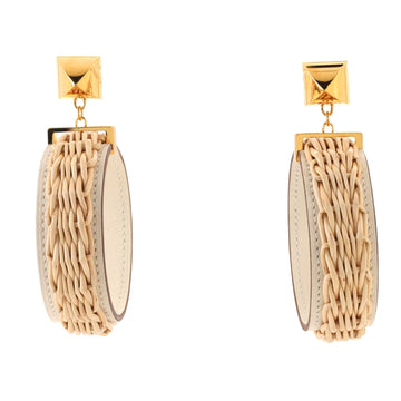 Hermes Medor Picnic Earrings Leather and Wicker with Metal