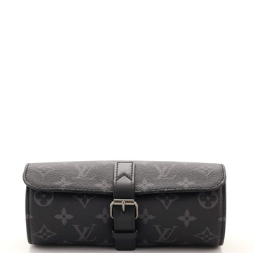Louis Vuitton 3 Watch Case Monogram Eclipse Canvas