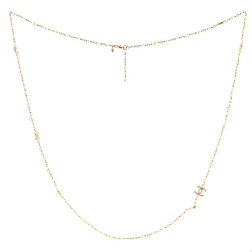 Chanel CC Flower Necklace Metal with Faux Pearls