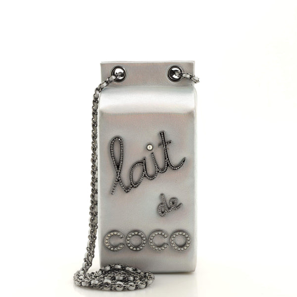 Sold at Auction: Chanel Pearlescent Silver Lait De Coco Milk Carton Bag