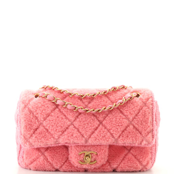 Chanel CC Flap Bag Quilted Shearling and Tweed Medium