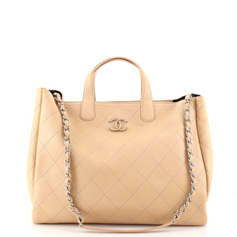 Chanel Covered CC Shopping Tote Stitched Caviar Large
