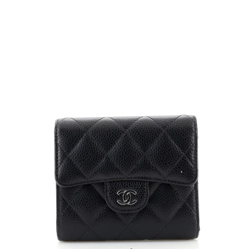 Chanel CC Compact Classic Flap Wallet Quilted Caviar