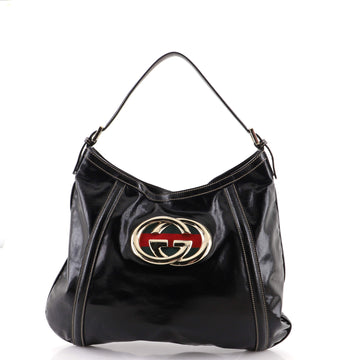 Gucci Britt Web Hobo Dialux Coated Canvas Medium